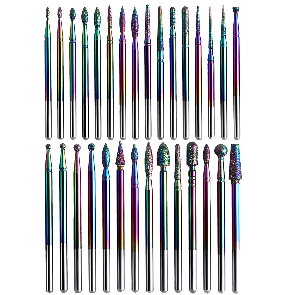 Rainbow Diamond Nail Drill Bit Set for Manicure