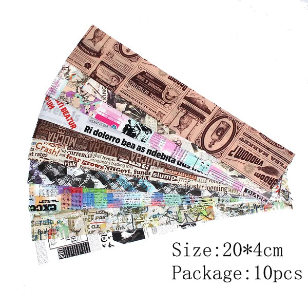 Vintage Newspaper Nail Art Transfer Foil Set