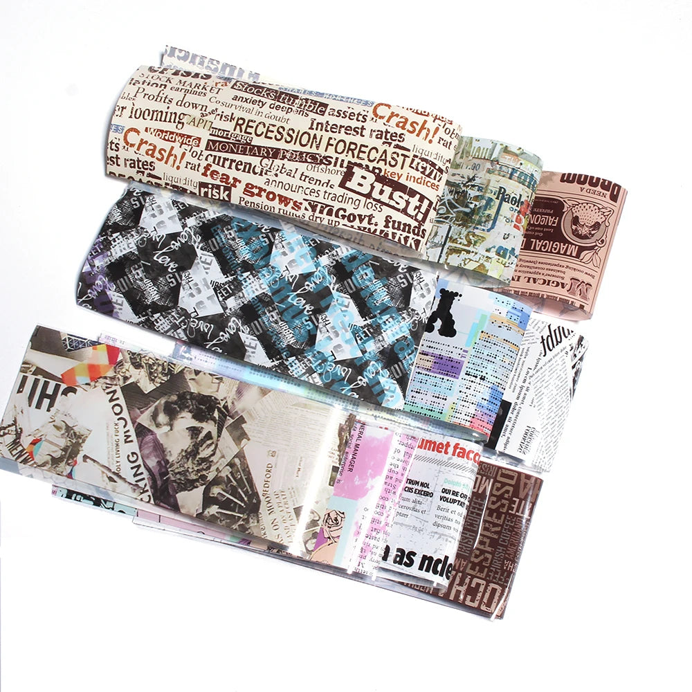 Vintage Newspaper Nail Art Transfer Foil Set