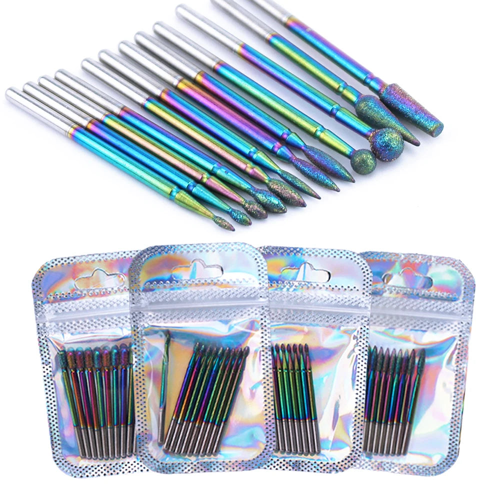 Rainbow Diamond Nail Drill Bit Set for Manicure