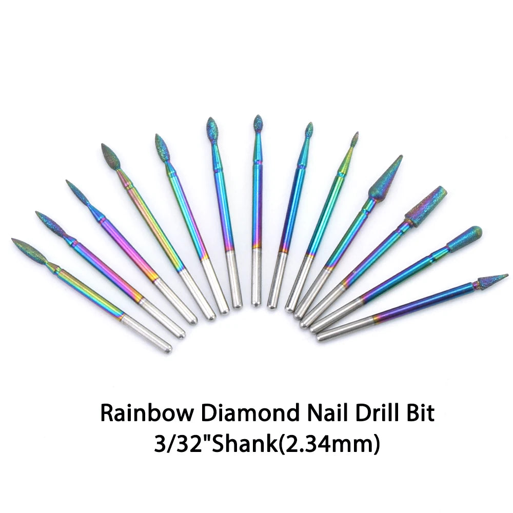 Rainbow Diamond Nail Drill Bit Set for Manicure