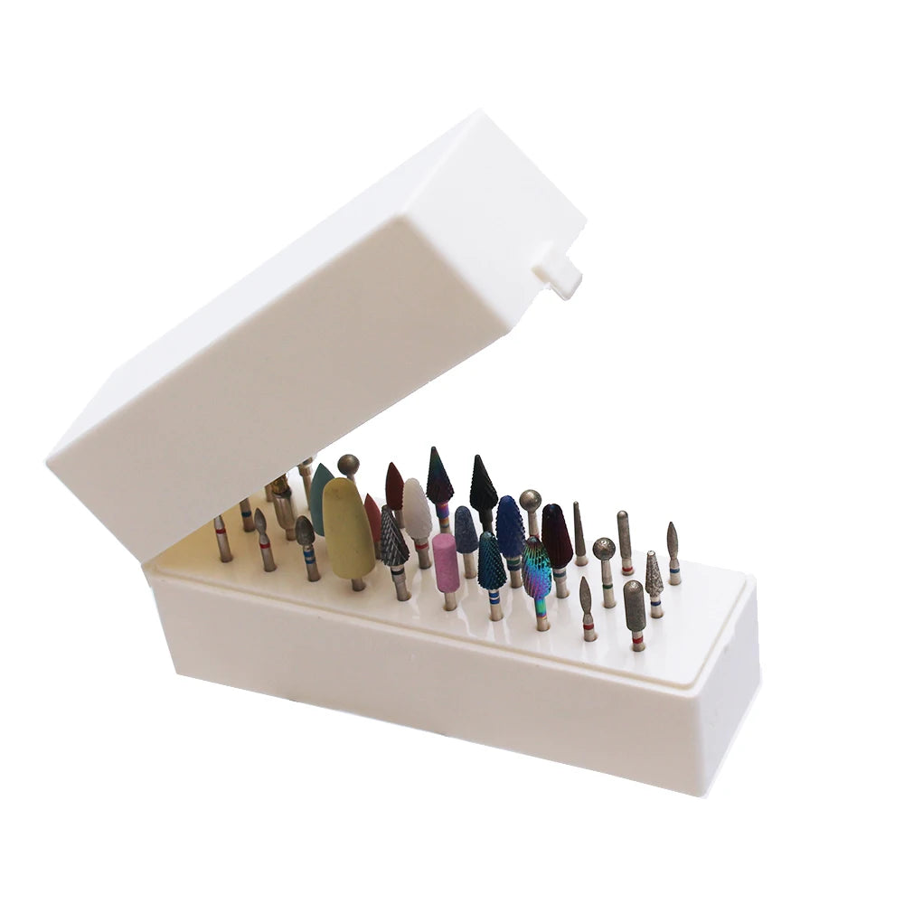 30-Slot Nail Drill Bit Organizer Storage Case
