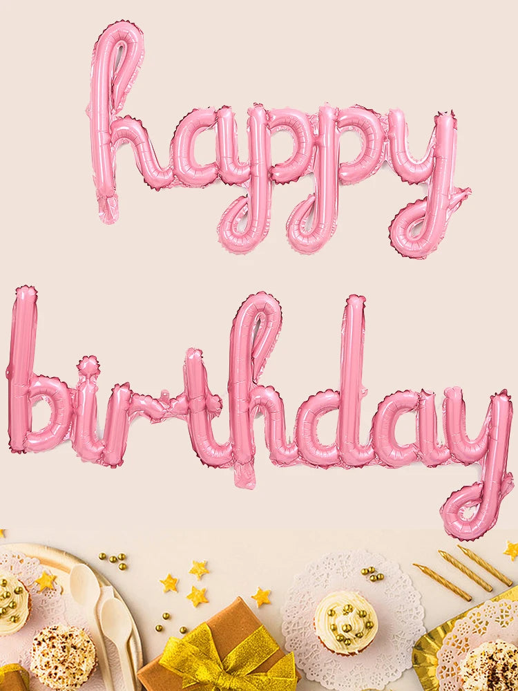 Cursive Happy Birthday Balloon Set - 4
