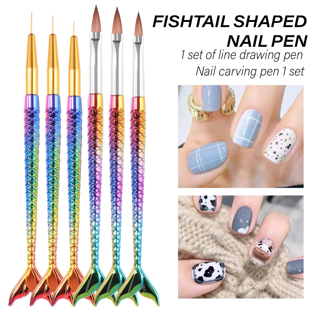 Mermaid Professional Nail Art Brush Set for Manicure Design
