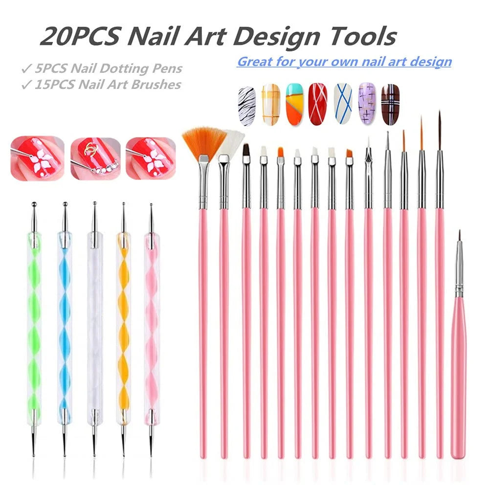 Professional Nail Art Brush and Dotting Tool Kit - 1