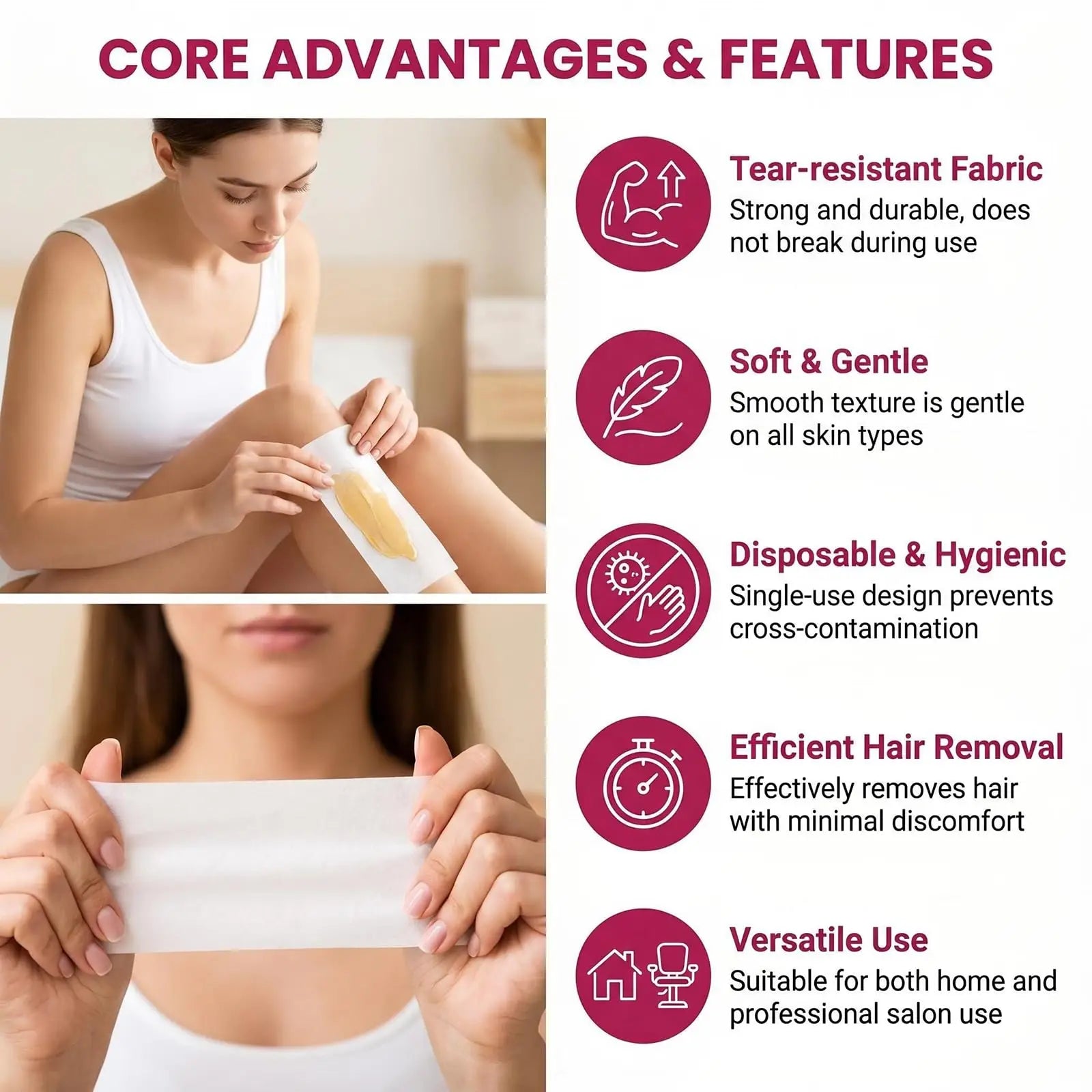 Professional Non-Woven Hair Removal Wax Strips