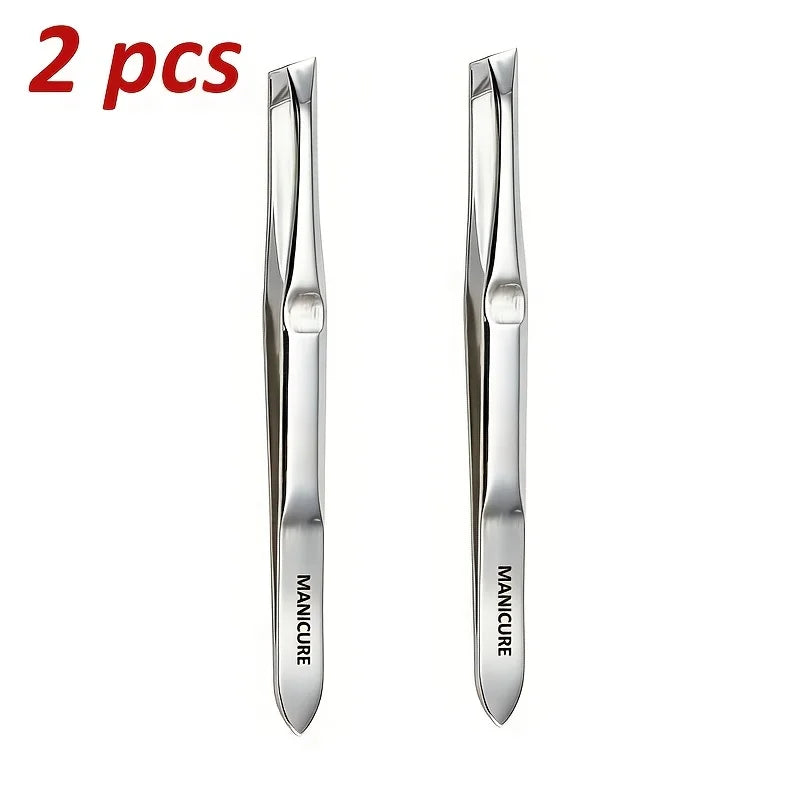 Precision Stainless Steel Slant-Tip Eyebrow Tweezers - 1