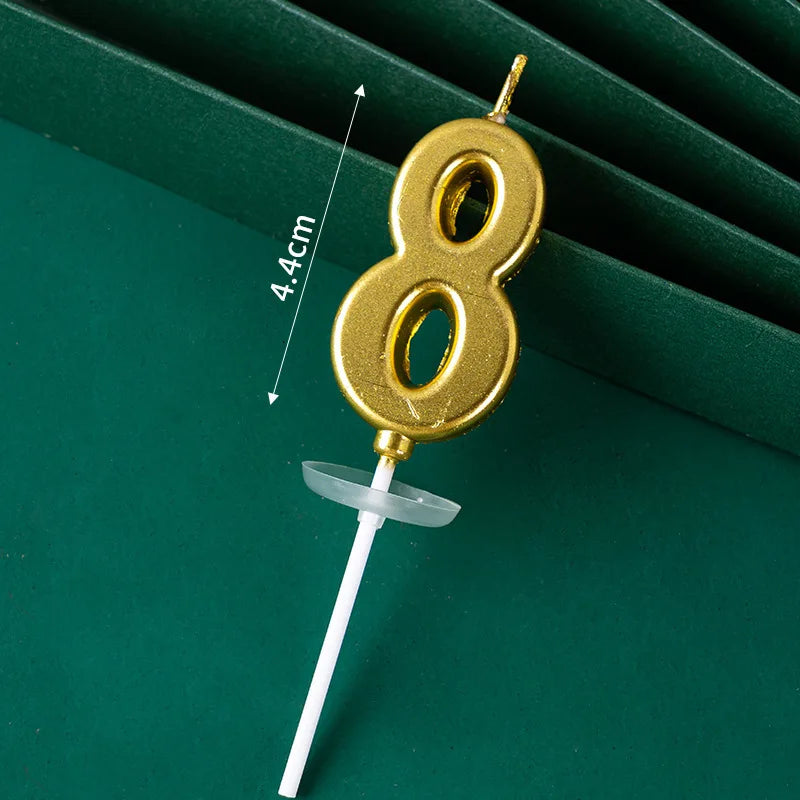 3D Gold Number Birthday Cake Candle