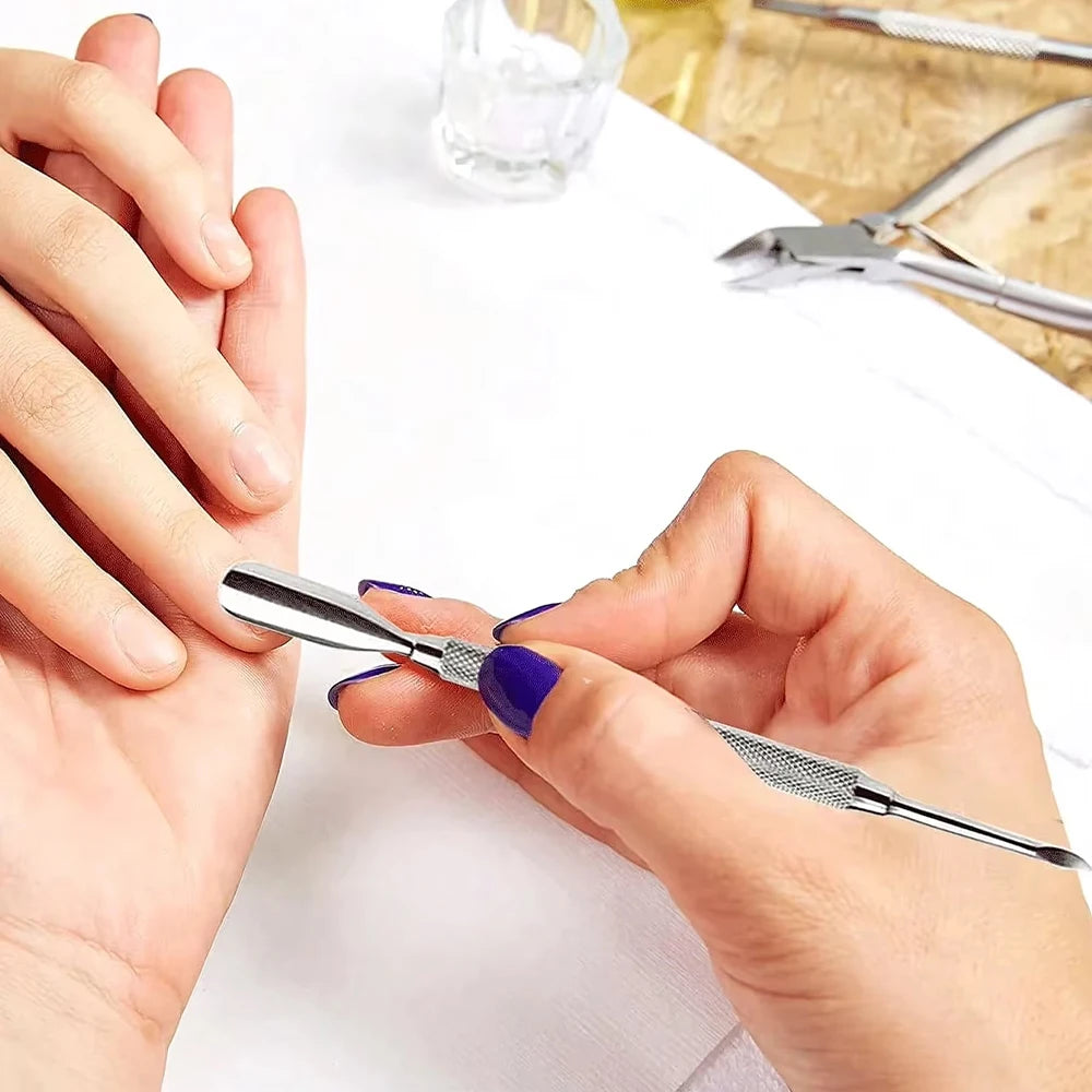 Dual-Ended Stainless Steel Cuticle Pusher and Nail Cleaner - 11