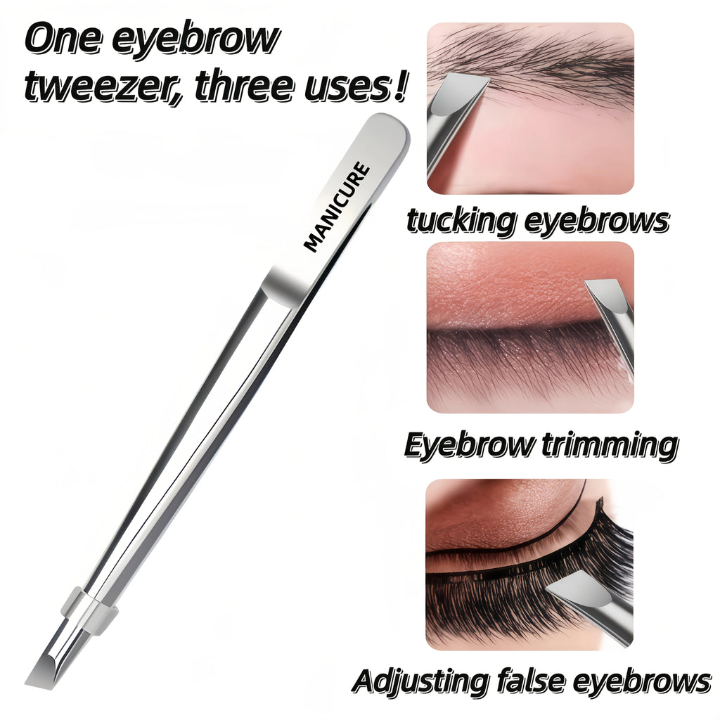 Precision Stainless Steel Slant-Tip Eyebrow Tweezers