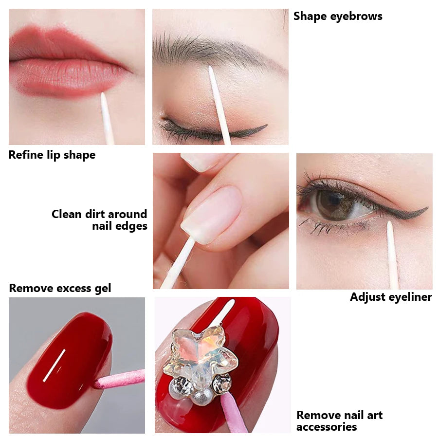 Pointed Precision Cotton Swabs for Nail Art and Makeup