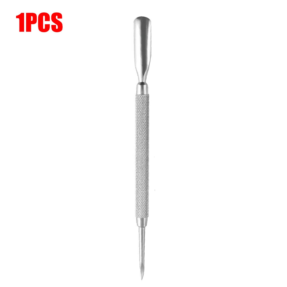 Dual-Ended Stainless Steel Cuticle Pusher and Nail Cleaner