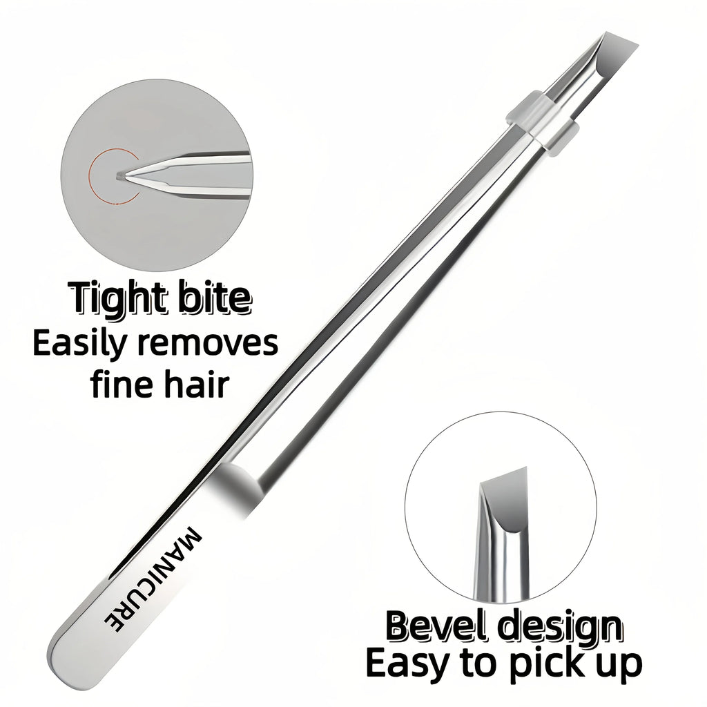 Precision Stainless Steel Slant-Tip Eyebrow Tweezers