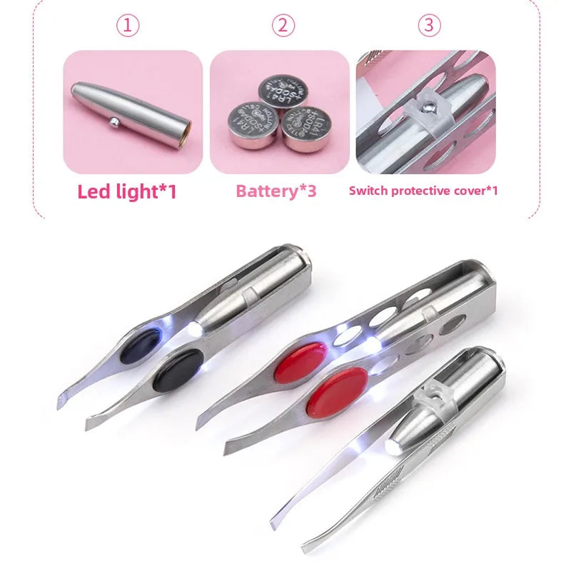 Illuminated LED Eyebrow Tweezer for Precision Grooming