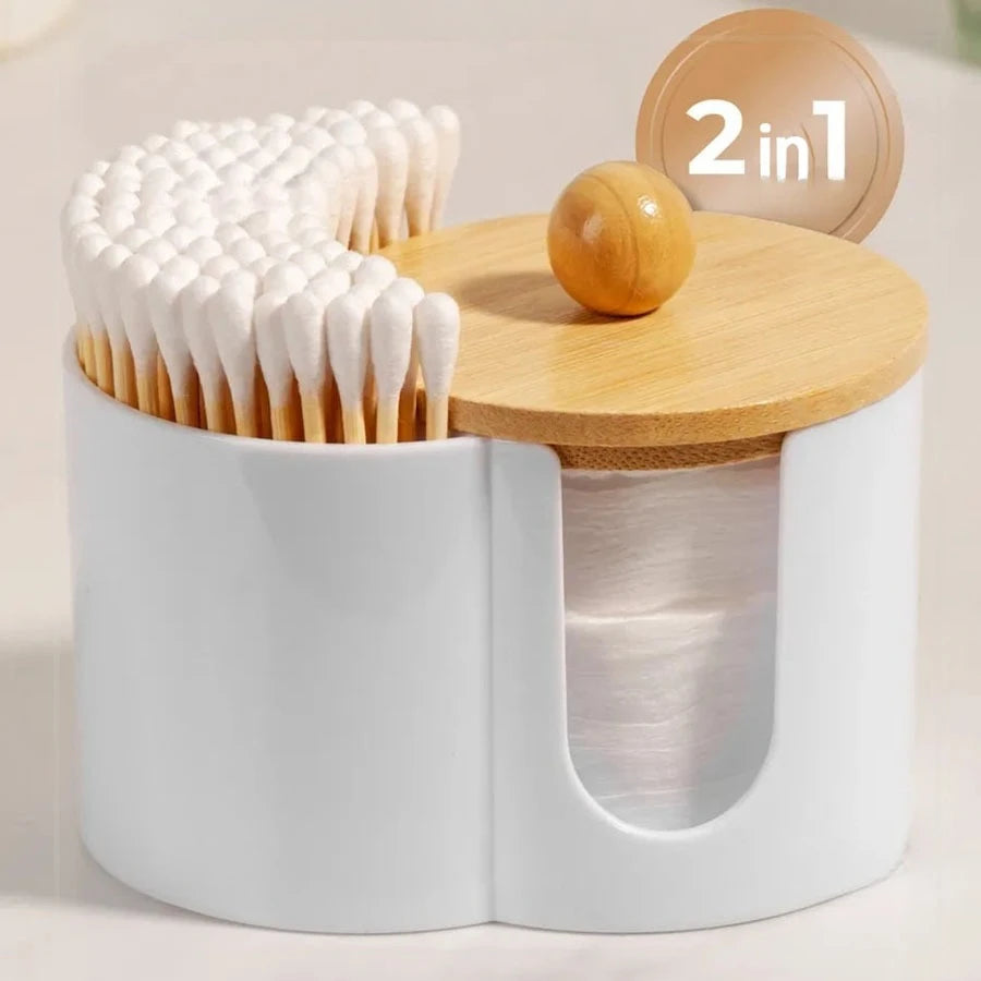 Dual Compartment Cotton Pad and Swab Organizer