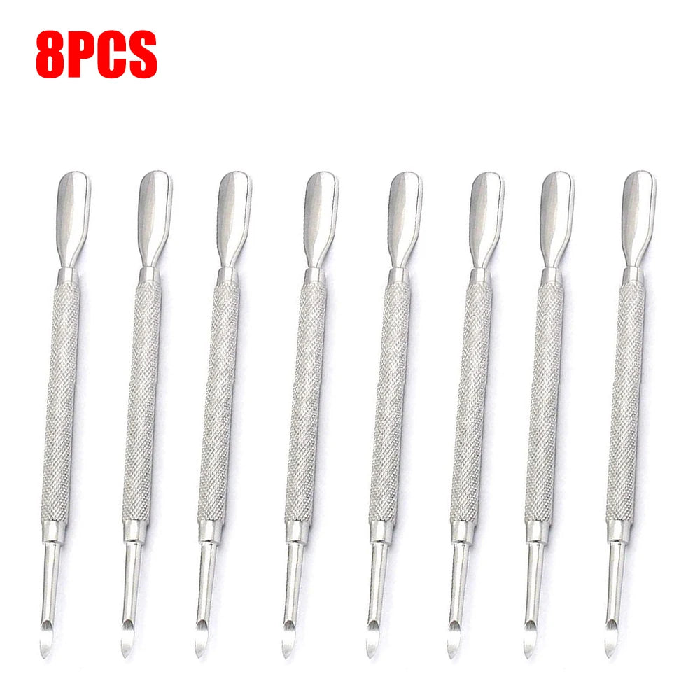 Dual-Ended Stainless Steel Cuticle Pusher and Nail Cleaner - 18