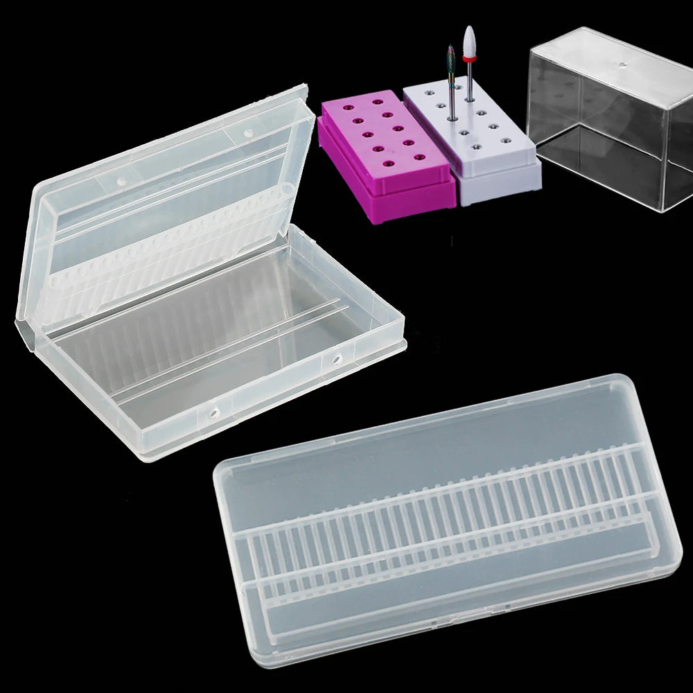 Clear Nail Drill Bit Storage Case