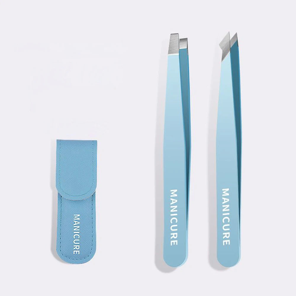 Precision Slanted Eyebrow Tweezers Set