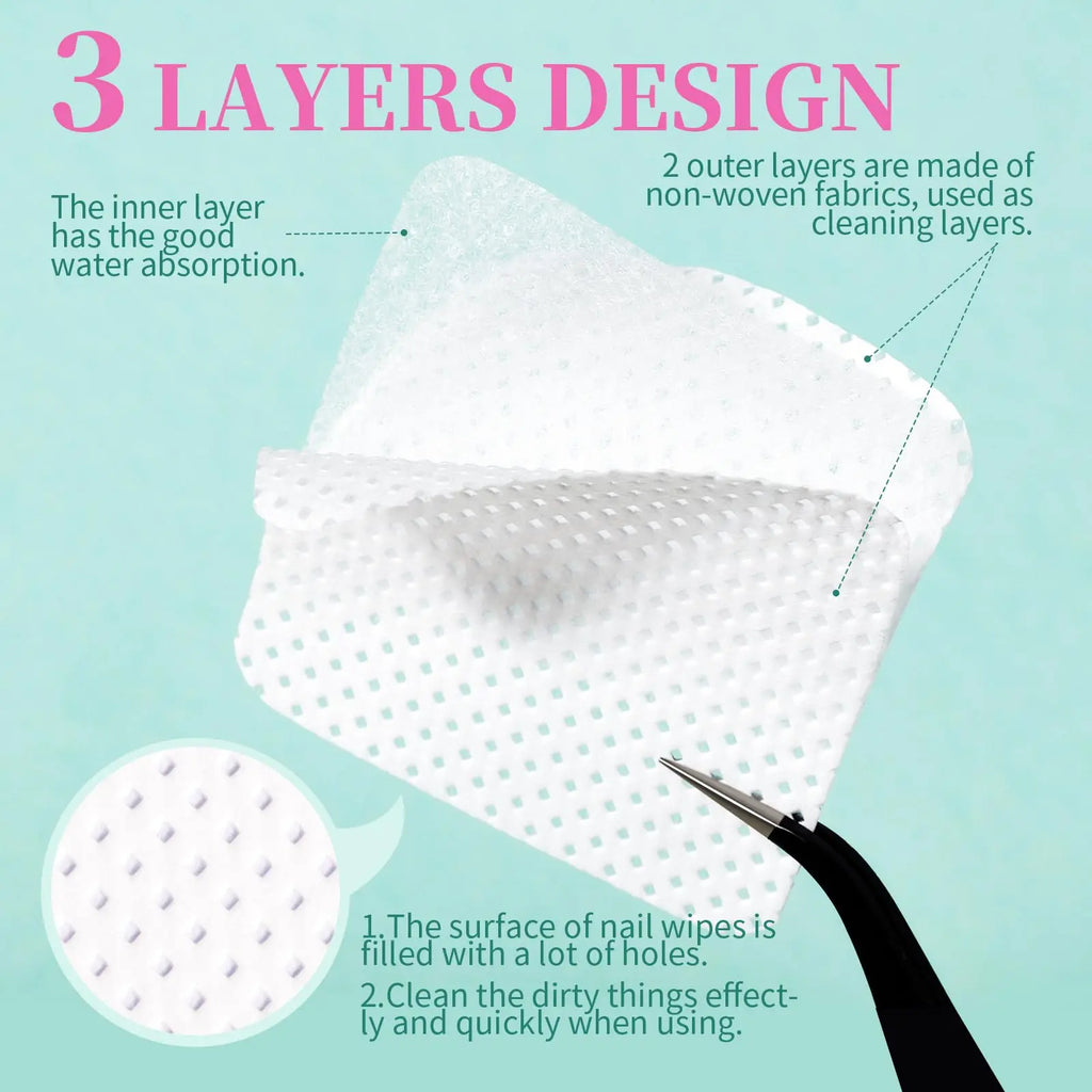 Lint-Free Nail Cleaning Wipes for Manicure and Eyelash Prep