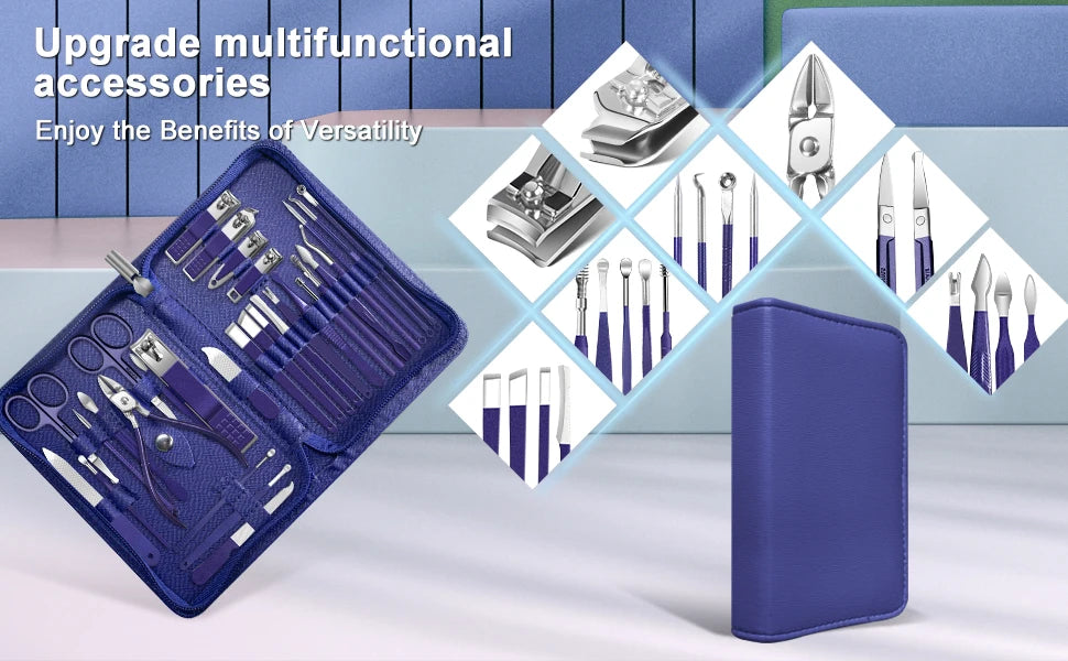 Professional Stainless Steel Manicure and Pedicure Grooming Set - 7