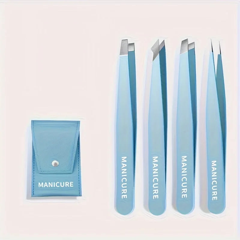 Precision Slanted Eyebrow Tweezers Set - 12