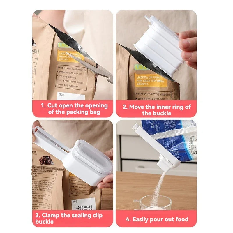 Airtight Food Bag Sealing Clip with Pouring Spout
