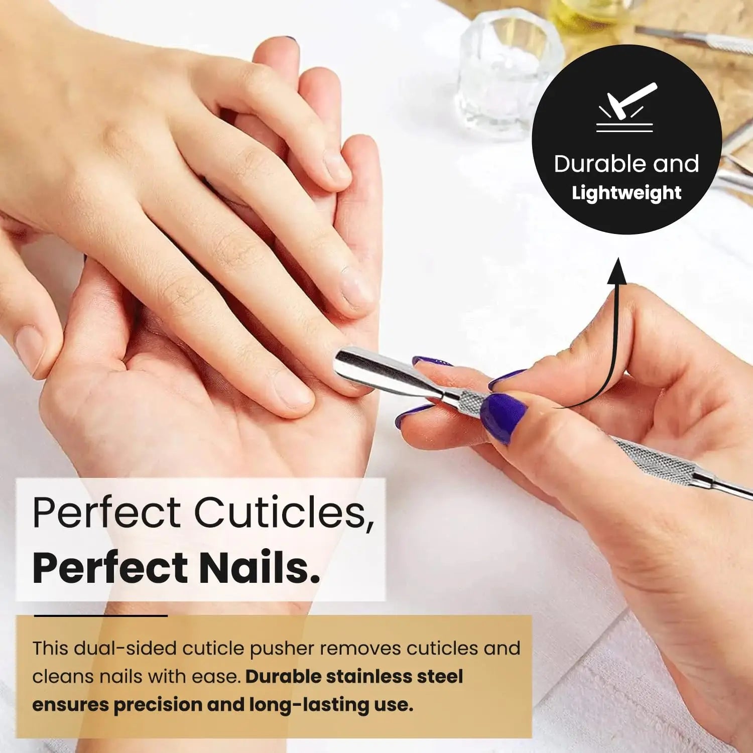 Dual-Ended Stainless Steel Cuticle Pusher and Nail Cleaner - 8
