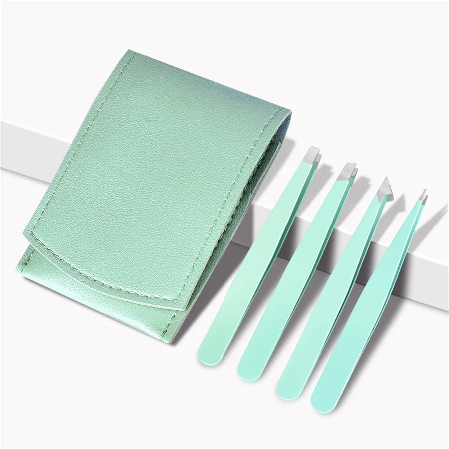 Precision Stainless Steel Eyebrow Tweezer Set