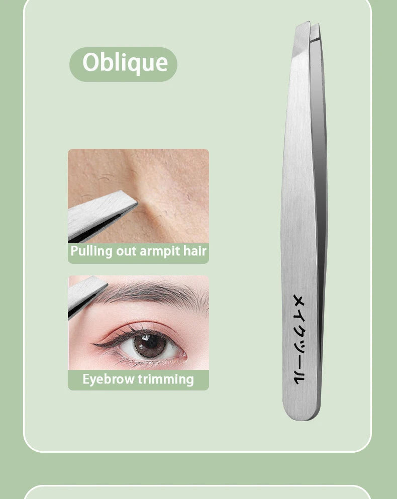Professional Stainless Steel Eyebrow Tweezer Grooming Set - 10