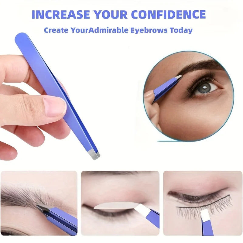 Precision Stainless Steel Eyebrow Tweezer Set