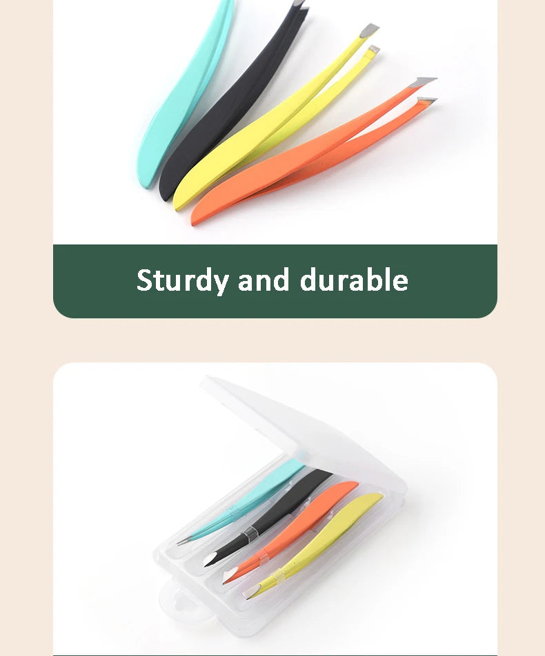 Professional Stainless Steel Eyebrow Tweezer Set