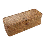 Hand-Woven 3-Grid Storage Basket with Lid