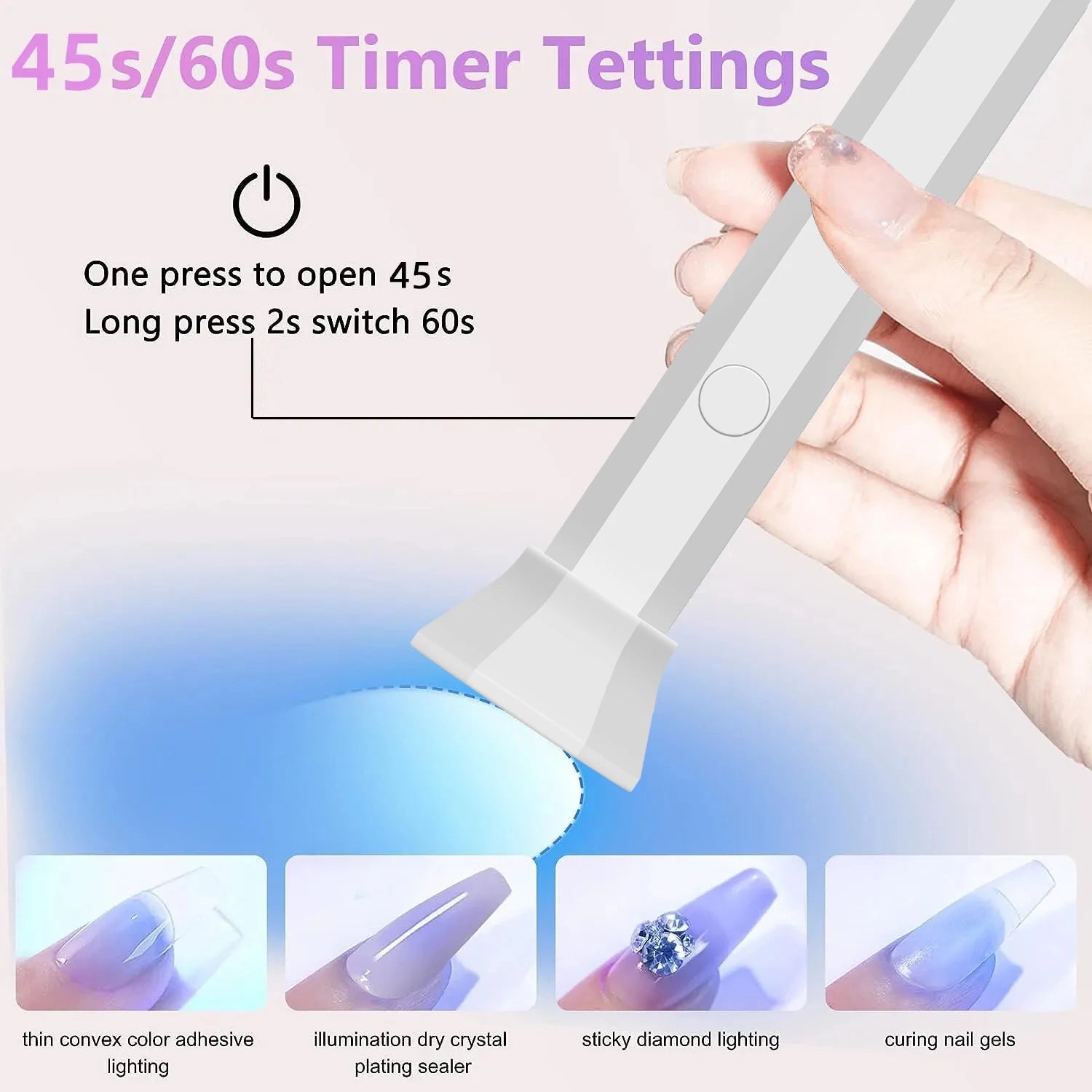 Portable Handheld UV LED Nail Curing Lamp for Gel Polish