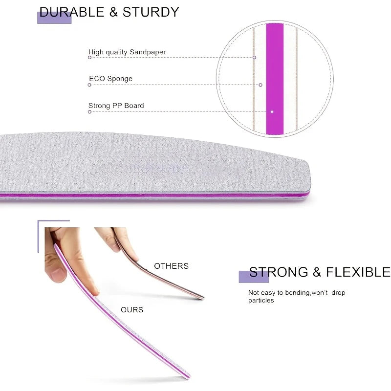 Professional Dual-Sided Half Moon Nail Files - 4