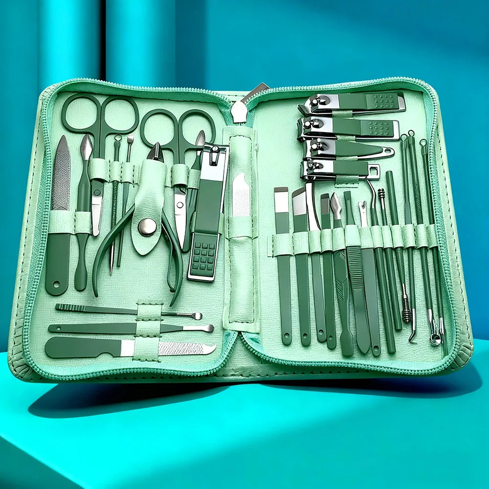 Professional Gradient Stainless Steel Manicure Grooming Kit - 14