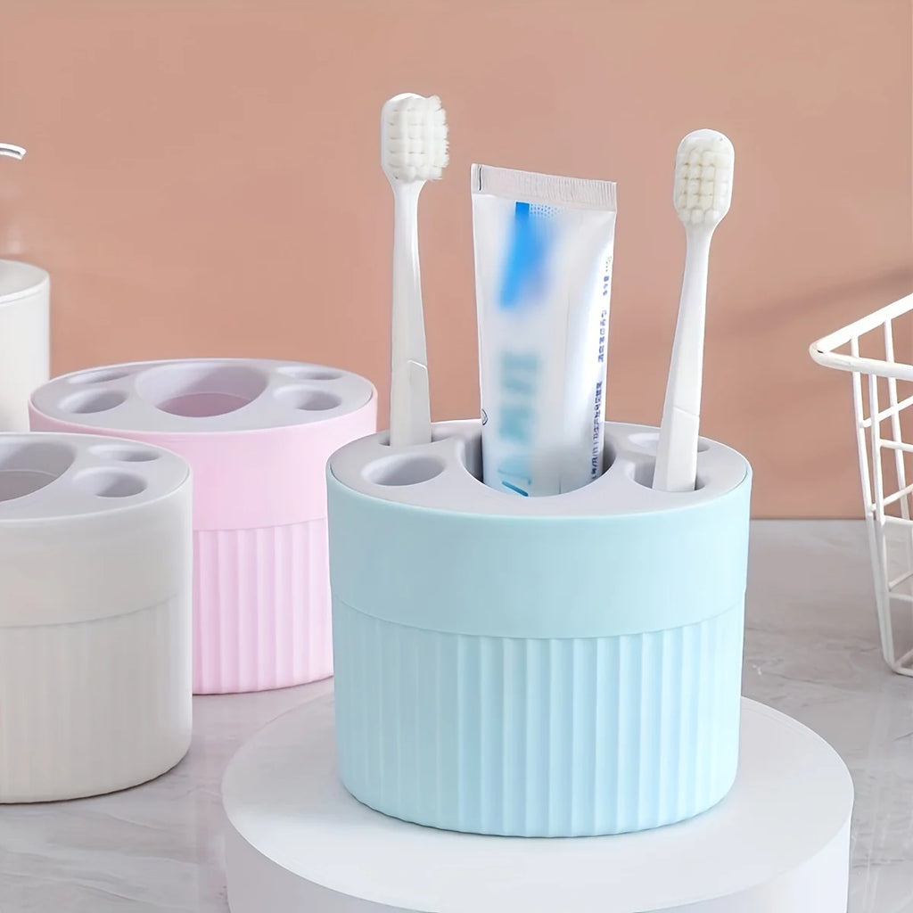 4-Slot Bathroom Toothbrush and Toothpaste Organizer Stand
