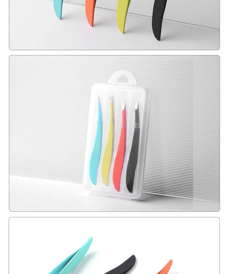 Professional Stainless Steel Eyebrow Tweezer Set