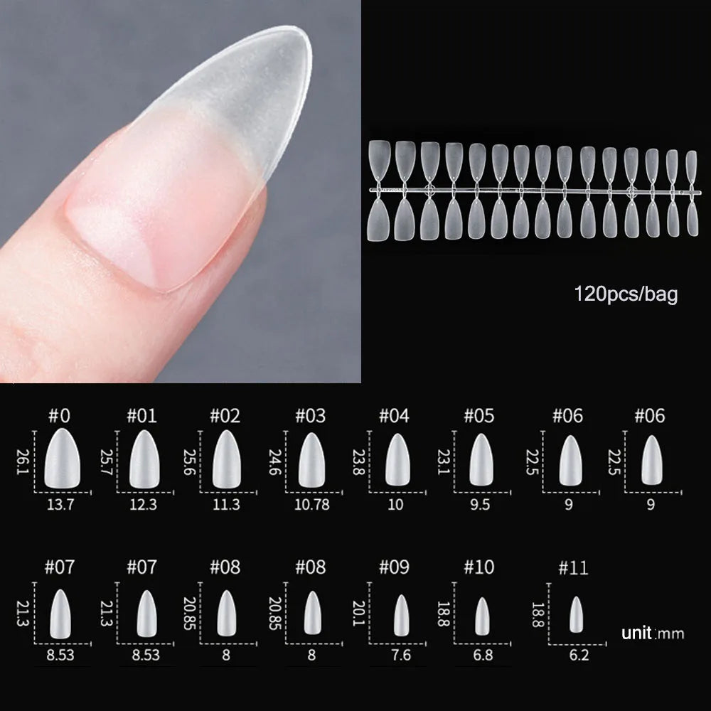 Matte Soft Gel Full Cover Almond Nail Tips - 27