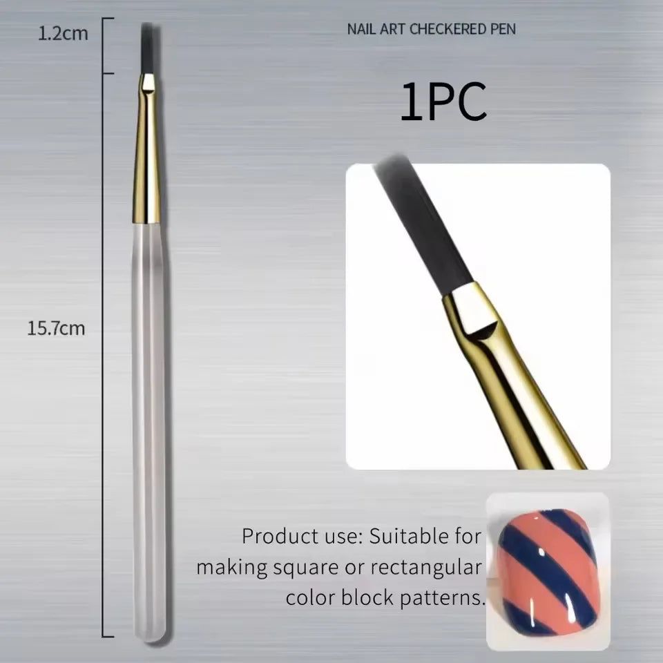 French Plaid Grid Nail Art Design Brush