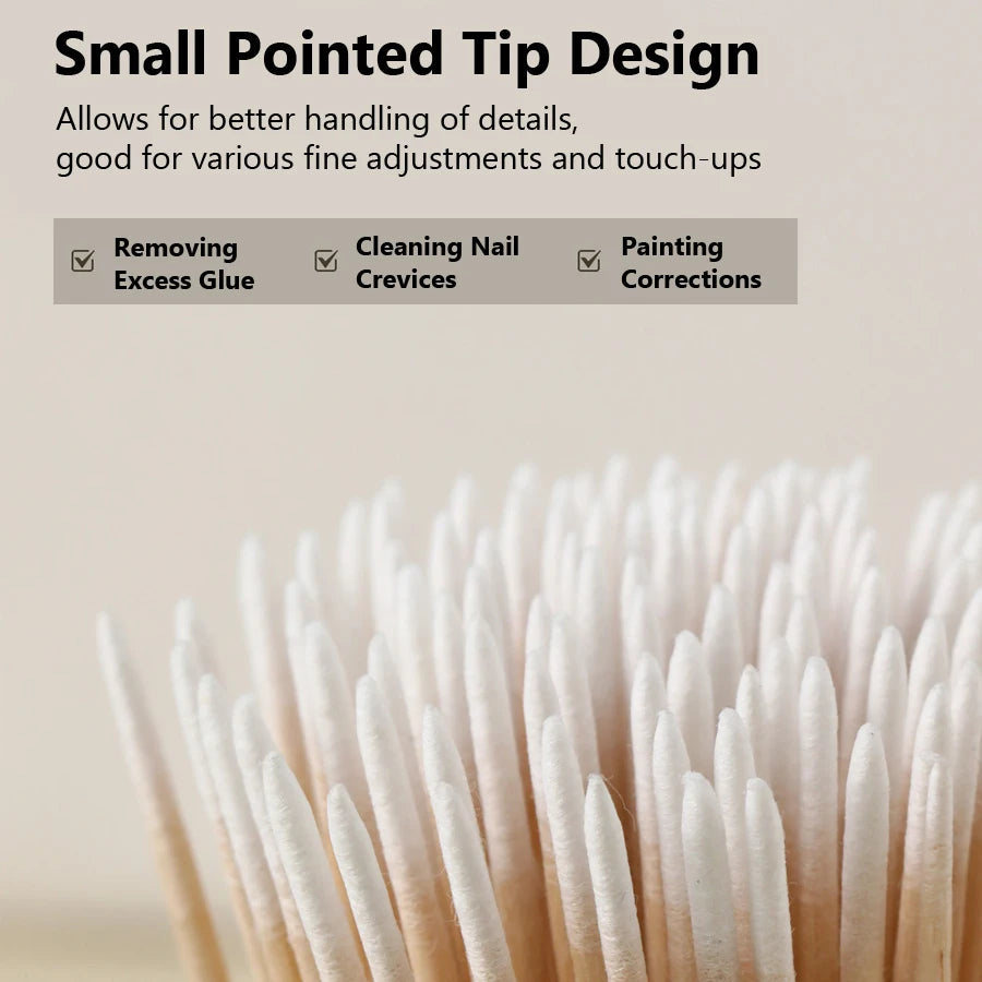 Pointed Precision Cotton Swabs for Nail Art and Makeup