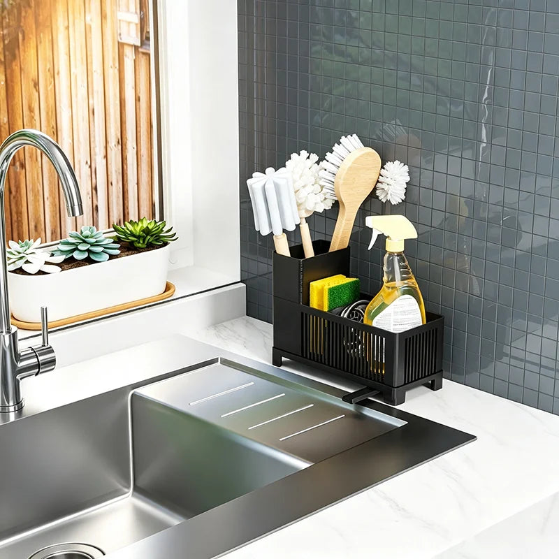 Compact Kitchen Sink Organizer and Drying Rack