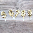 3D Gold Number Birthday Cake Candle