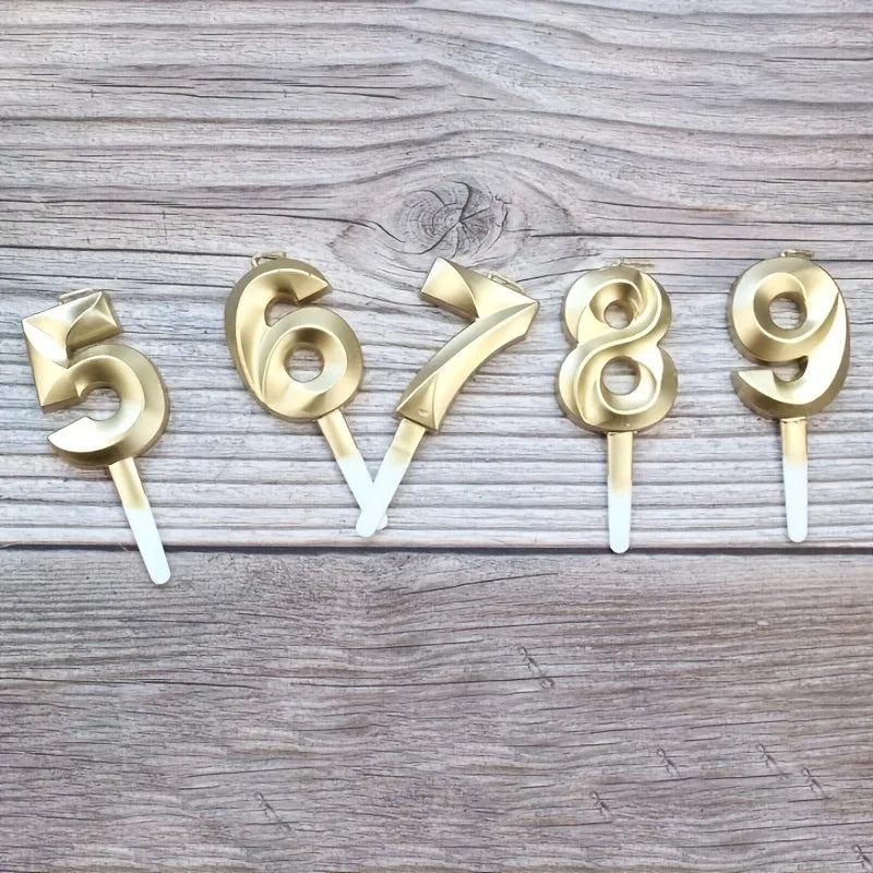 3D Gold Number Birthday Cake Candle