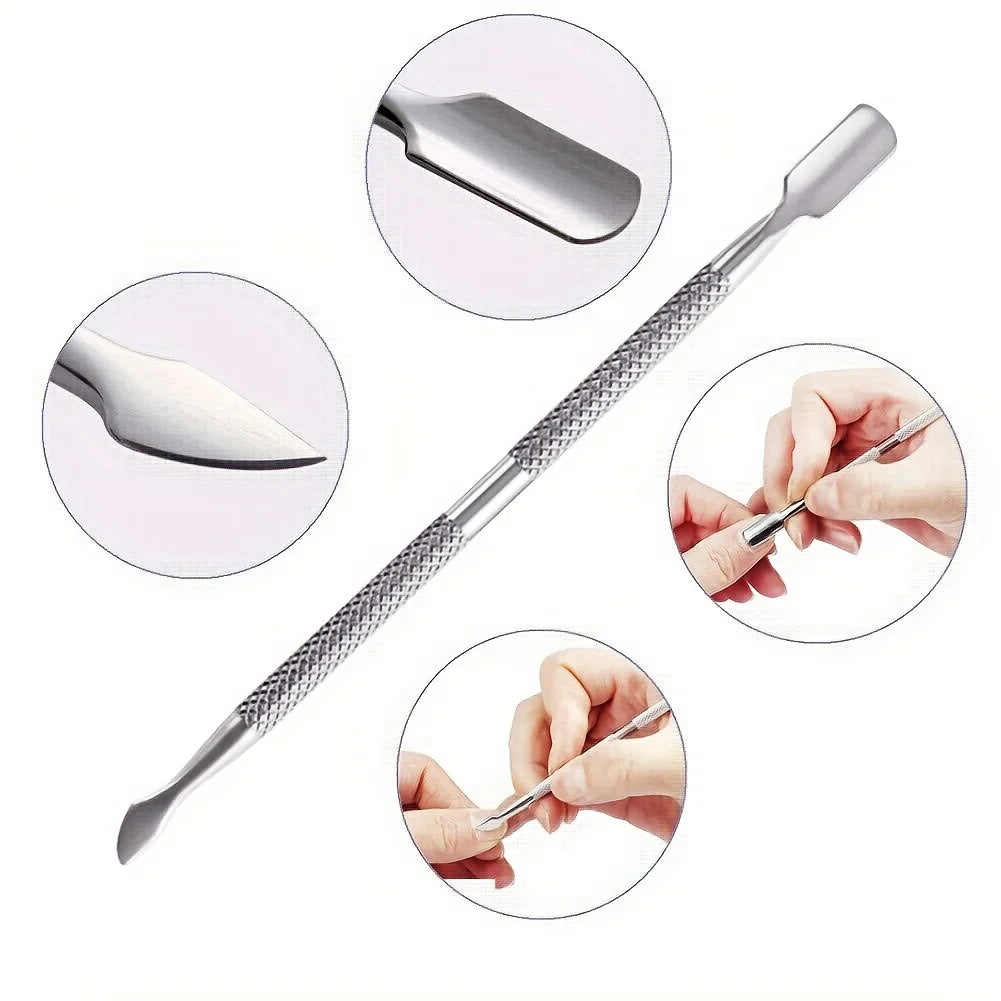 Professional Stainless Steel Dual-Head Cuticle Pusher