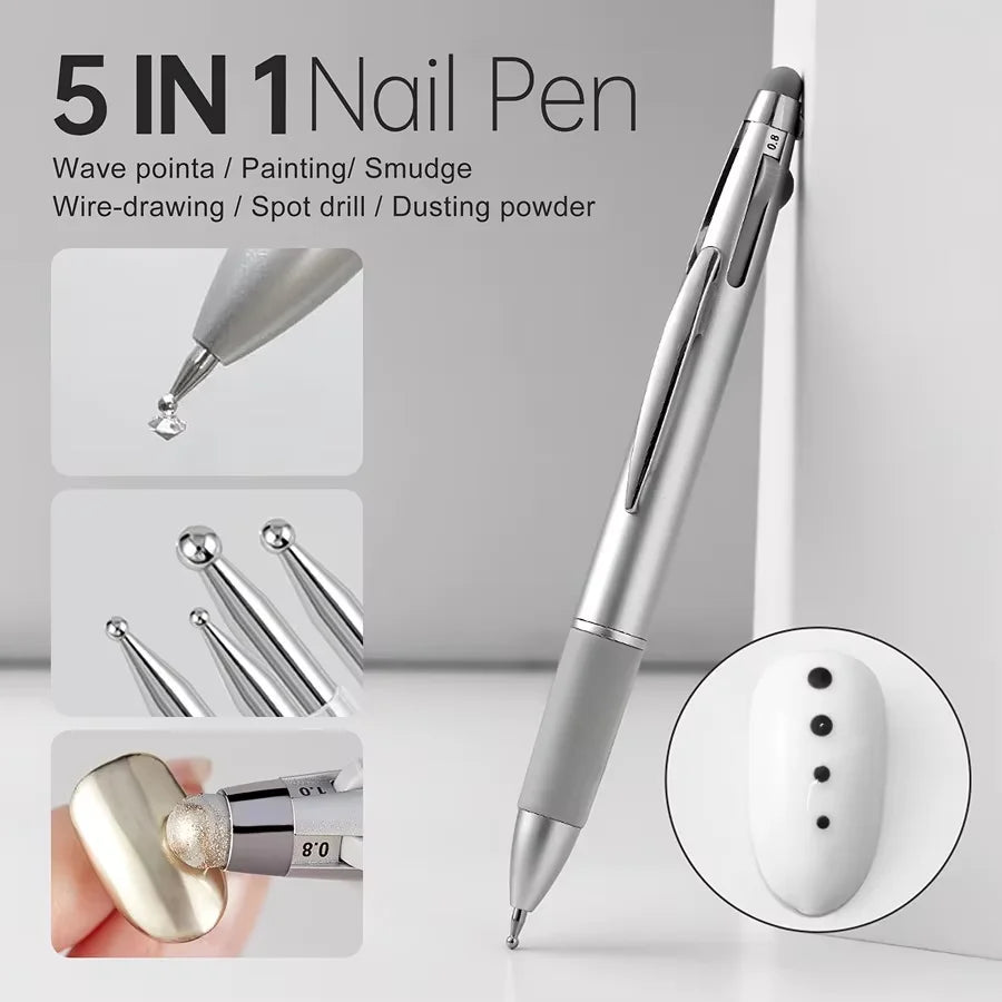 5-in-1 Nail Art Dotting and Manicure Pen