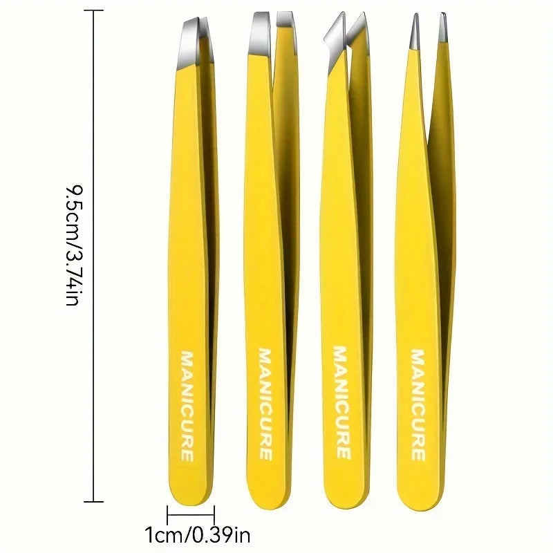 Precision Slanted Eyebrow Tweezers Set - 10