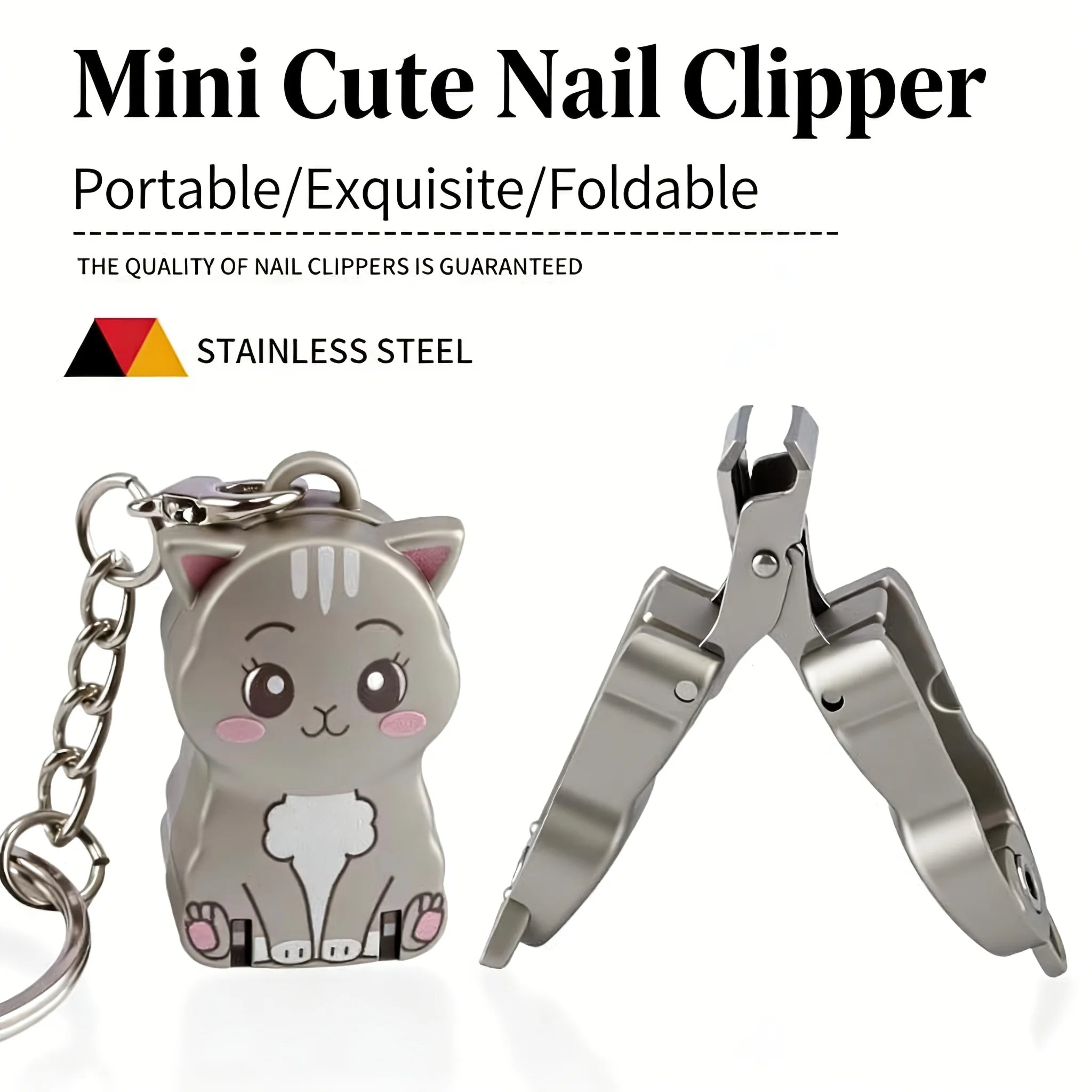 Cute Cat Portable Nail Clipper with Keychain - 3
