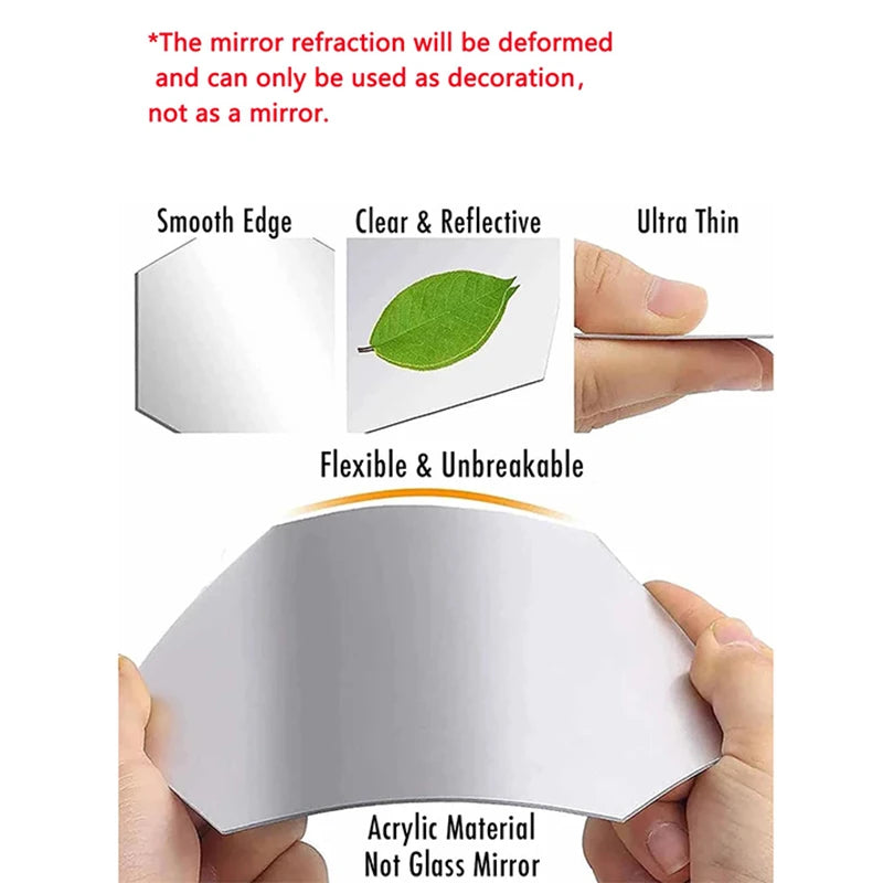 Hexagon Mirror Wall Decor Stickers - 5
