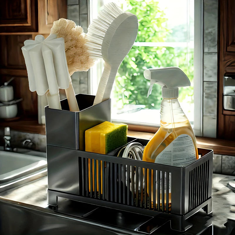 Compact Kitchen Sink Organizer and Drying Rack