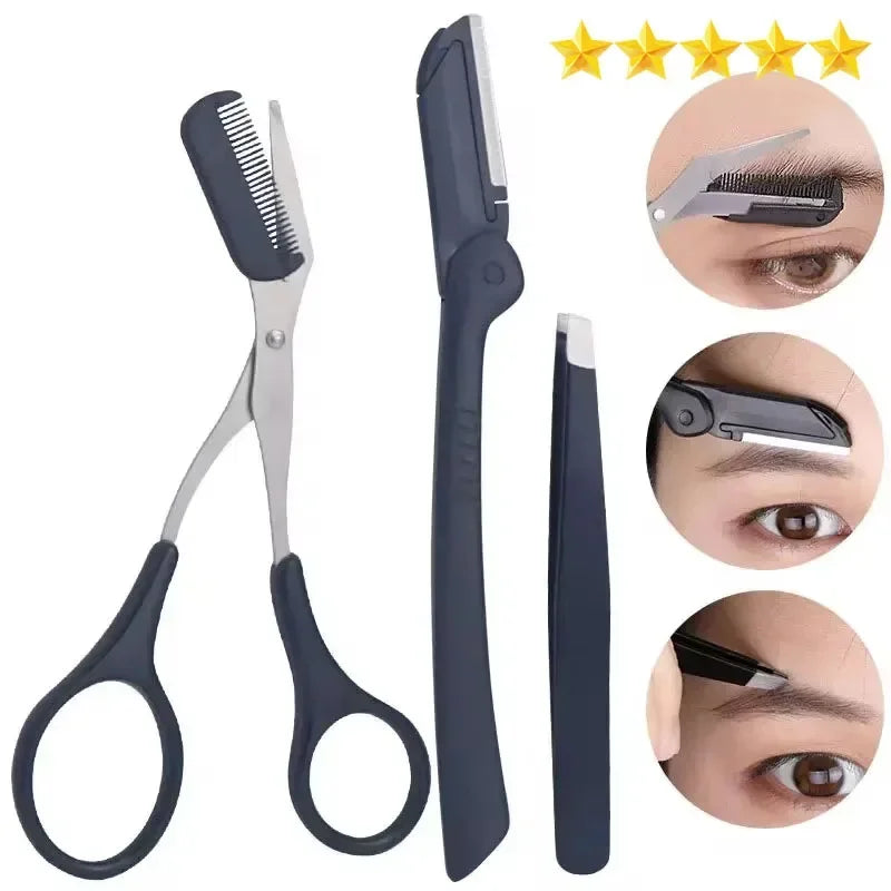 Professional Eyebrow Shaping Trimmer and Tweezer Set